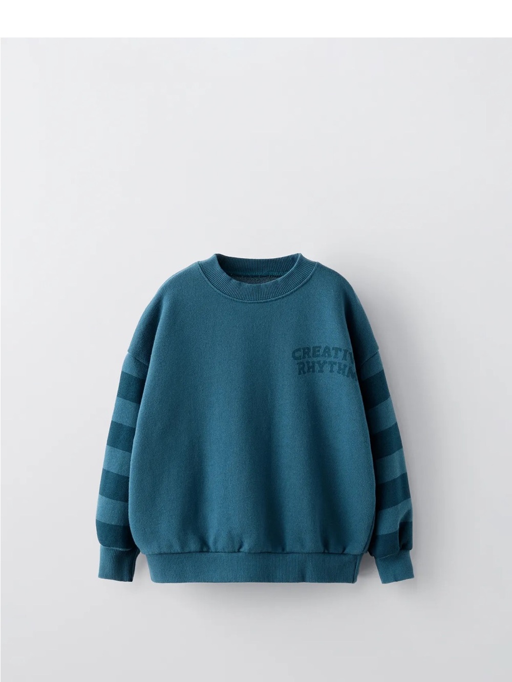 Zara Teal Blue Sweater with Striped Sleeves